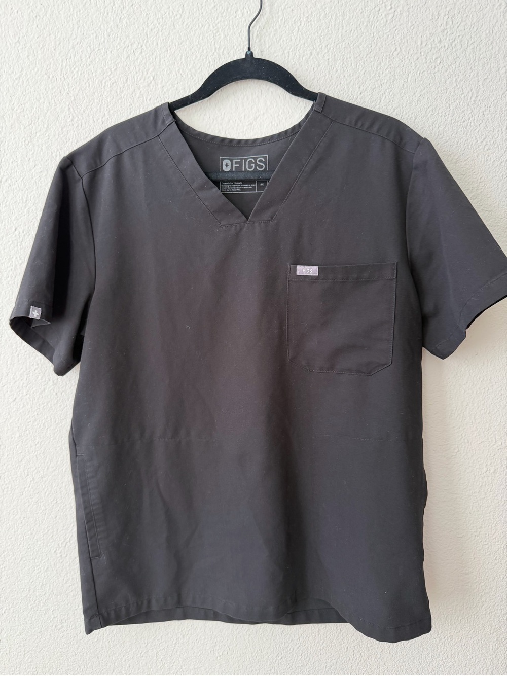 FIGS Technical Collection Black V-Neck Scrub Top